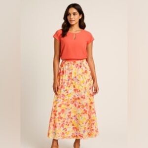 NWT Chiffon Midi Skirt, Fully Lined